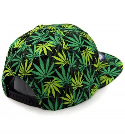 Baseball Caps Marijuana Weed Leaf Cannabis Snapback Hat Cap - All Over Green - CS129AYMBNB $13.20