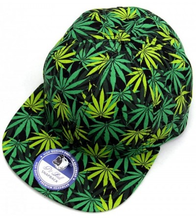 Baseball Caps Marijuana Weed Leaf Cannabis Snapback Hat Cap - All Over Green - CS129AYMBNB $13.20