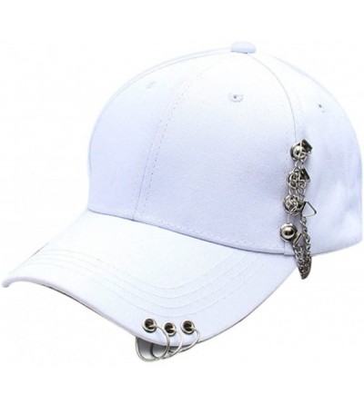 Baseball Caps Women's Iron Ring Pin Retro Baseball Cap Trucker Hat - Chain Beads White - CE186O23KN7 $13.72