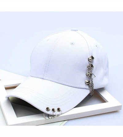 Baseball Caps Women's Iron Ring Pin Retro Baseball Cap Trucker Hat - Chain Beads White - CE186O23KN7 $13.72