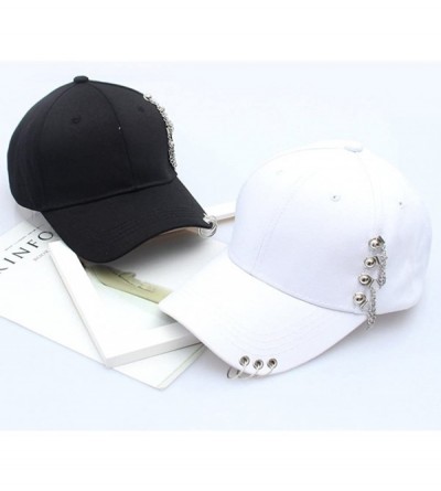 Baseball Caps Women's Iron Ring Pin Retro Baseball Cap Trucker Hat - Chain Beads White - CE186O23KN7 $13.72