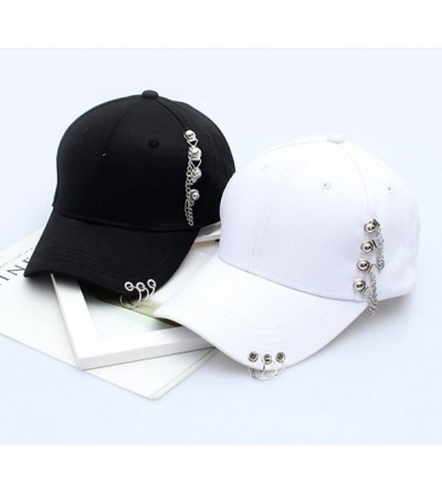 Baseball Caps Women's Iron Ring Pin Retro Baseball Cap Trucker Hat - Chain Beads White - CE186O23KN7 $13.72