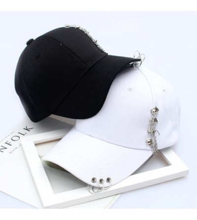 Baseball Caps Women's Iron Ring Pin Retro Baseball Cap Trucker Hat - Chain Beads White - CE186O23KN7 $13.72