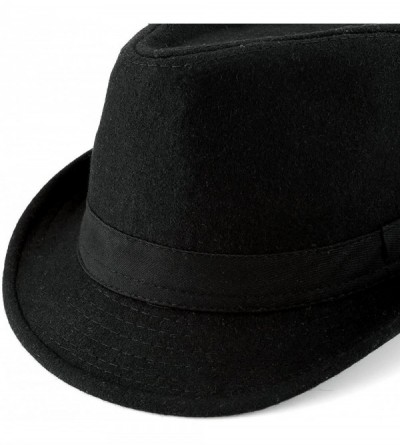 Fedoras Men Classic Manhattan Trilby Fedora Hat Short Brim Jazz Cotton Hats with Band for Women - Black - CJ18A05CE2S $10.93