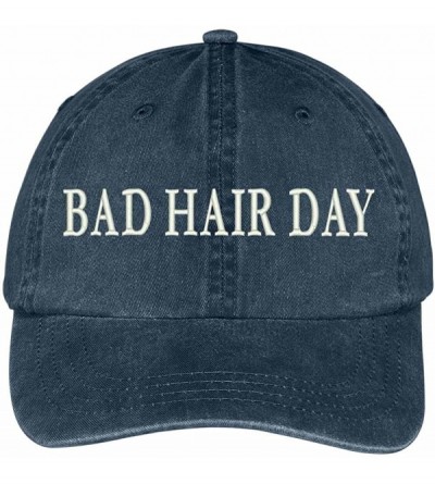 Baseball Caps Bad Hair Day Embroidered Pigment Dyed Low Profile Cap - Navy - CX12GZC1ROB $32.64