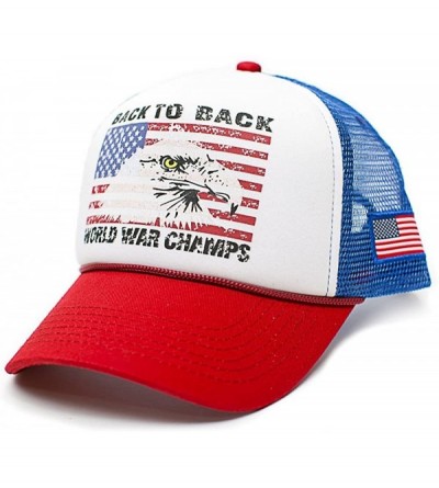 Baseball Caps Eagle Unisex-Adult Trucker Hat -One-Size - Royal/Red - CZ11LEWP63B $30.37