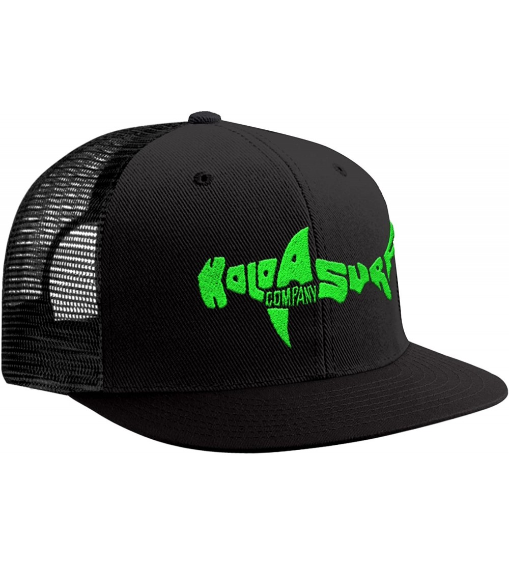 Baseball Caps Mesh Back Trucker Hats - Black/Black With Green Embroidered Shark Logo - C412FN7T4ZN $33.65