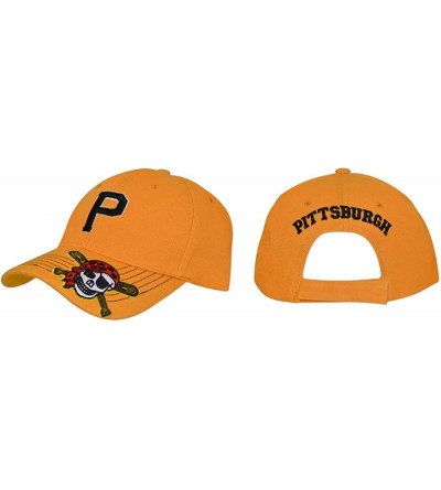 Baseball Caps Pittsburgh Hat with Pirate Skull Patch - Gold - CP128IZ592J $14.57