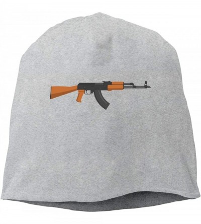 Skullies & Beanies Man Skull Cap Beanie Gun AK-47 Headwear Knit Hat Warm Hip-hop Hat - Gray - CF18KR7H5RO $12.61