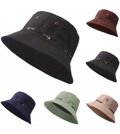 Bucket Hats Unisex 100% Cotton Packable Summer Travel Bucket Beach Sun Hat - Khaki - CO18STTGHDN $10.57