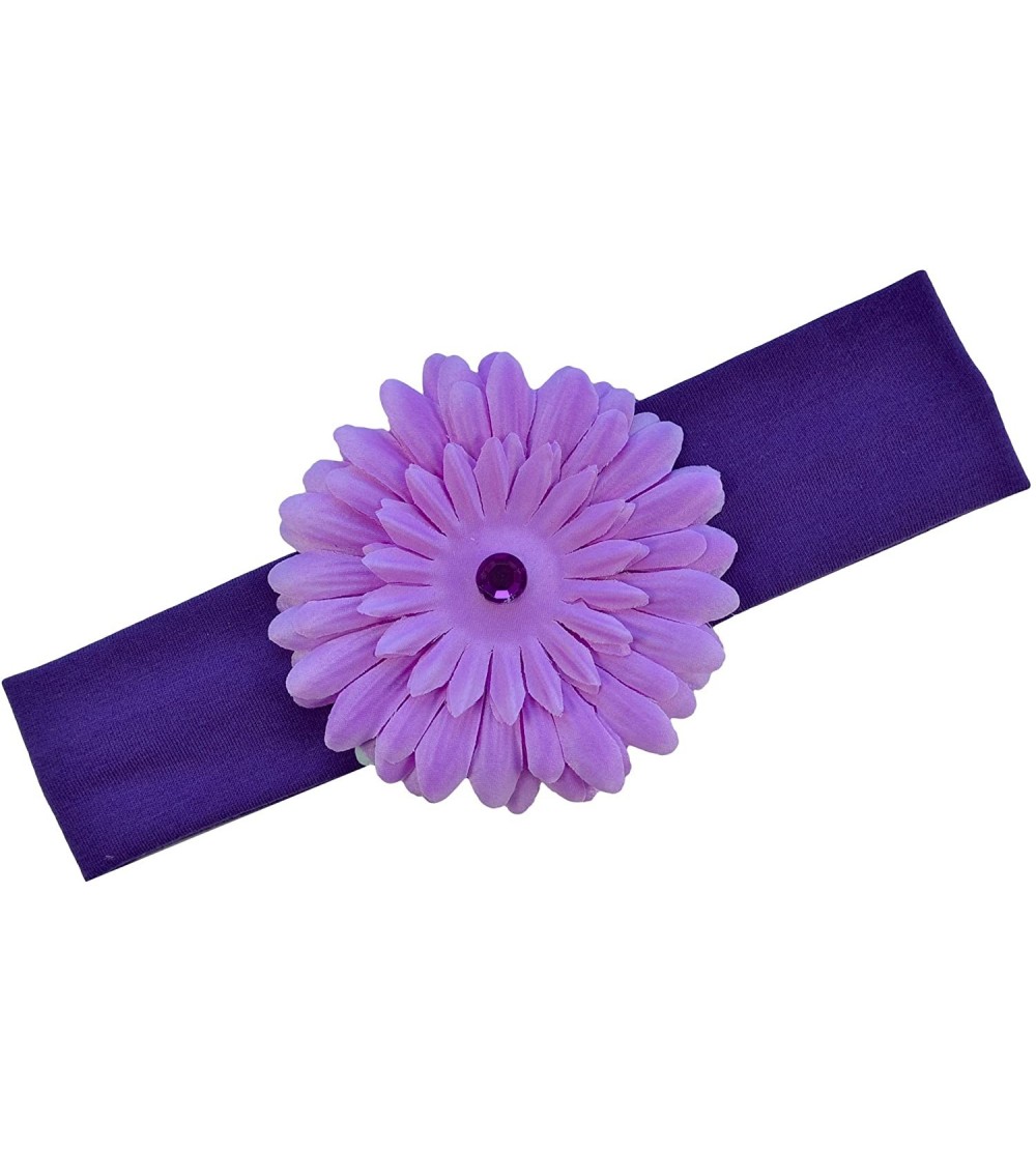 Headbands Girls Gerber Daisy Stretch Headband - Purple - CJ115EX65SL $11.69