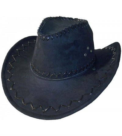 Cowboy Hats Deluxe Black Simulated Suede Leather Men or Womens Western Style Cowboy/Cowgirl Hat - CR11R306RGX $38.17