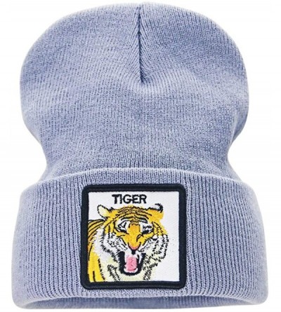 Skullies & Beanies Winter Watch Cap Warm Knit Beanie Skull Cap Embroiderey Hat for Men Women Kids - A-tiger/Grey - C818XE54WE...