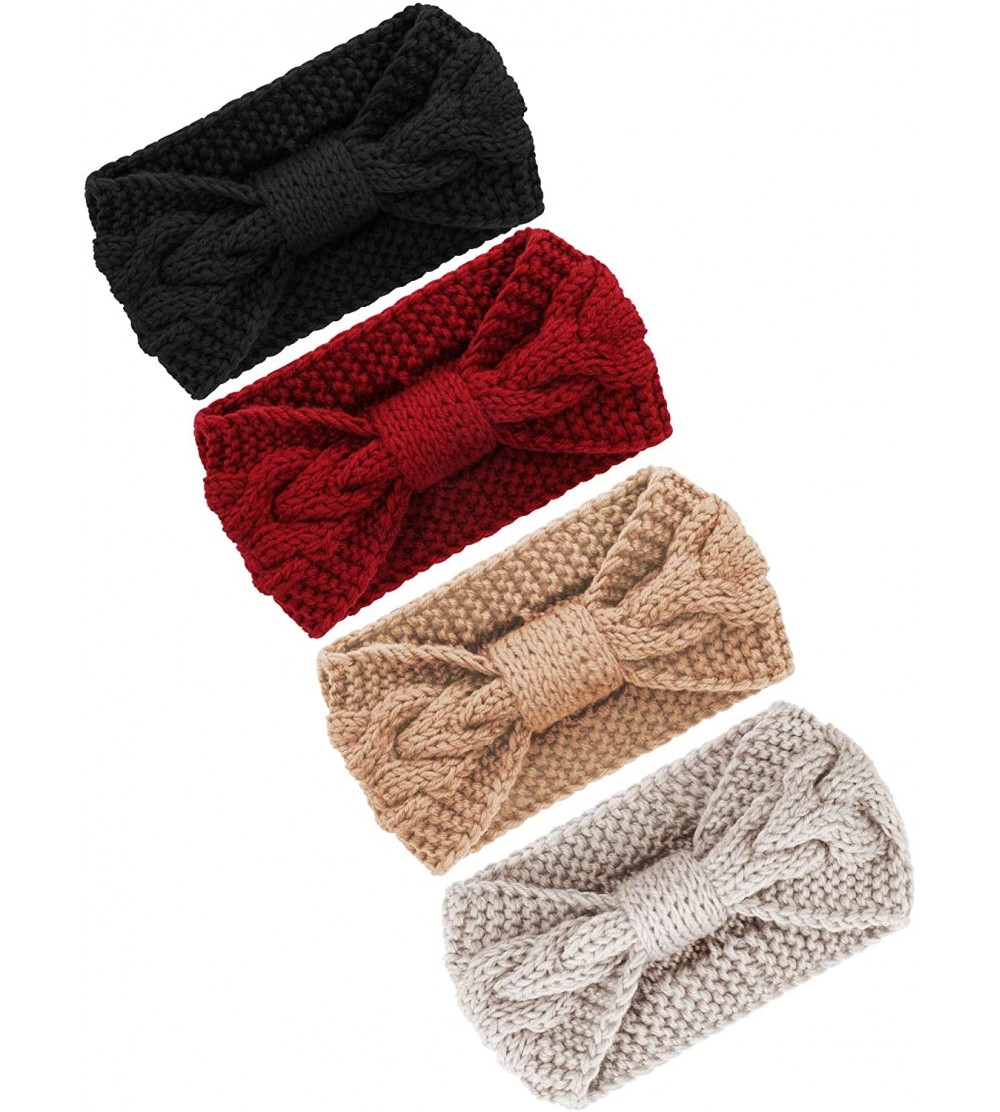 Cold Weather Headbands 4 Pieces Cable Knit Headband Crochet Headbands Plain Braided Head Wrap Winter Ear Warmer for Women Gir...