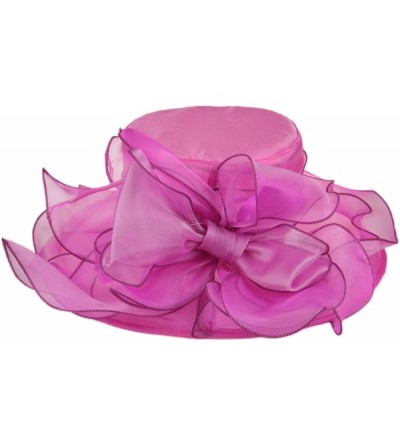 Sun Hats Women's Kentucky Derby Sun Hat Church Party Wedding Dress Organza Hat - Rose - CV18CSLKTAK $11.40