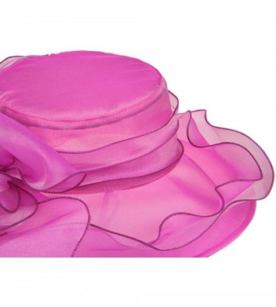 Sun Hats Women's Kentucky Derby Sun Hat Church Party Wedding Dress Organza Hat - Rose - CV18CSLKTAK $11.40