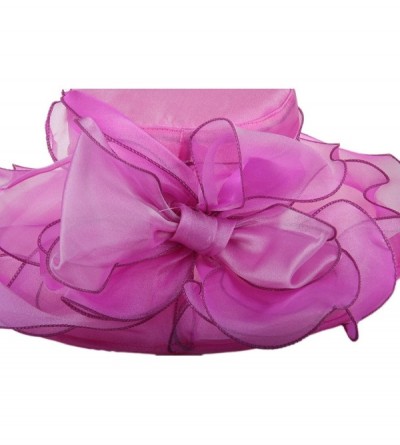 Sun Hats Women's Kentucky Derby Sun Hat Church Party Wedding Dress Organza Hat - Rose - CV18CSLKTAK $11.40