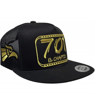 Baseball Caps El Chapito El Chapo Guzman 3 Logos Gold Hat Black Mesh - CM188U9TYKE $65.90