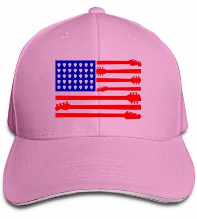 Baseball Caps Unisex Guitar Us Flag Baseball Cap Adjustable Hat for Men and Women - Pink - C9196YU8HX9 $27.78