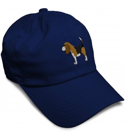 Baseball Caps Custom Soft Baseball Cap Beagle B Embroidery Dad Hats for Men & Women - Navy - CN18SKQZI06 $30.67