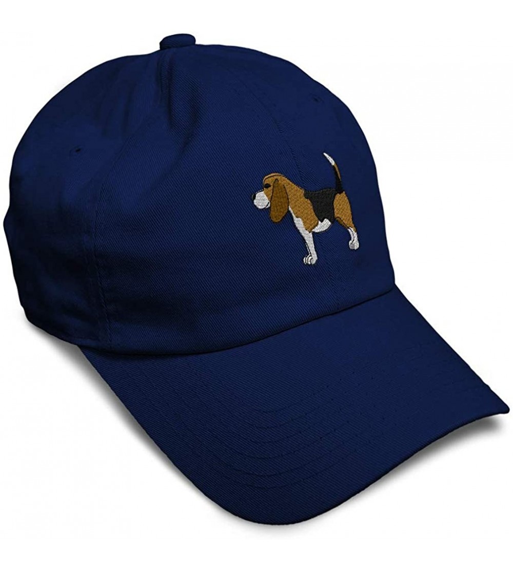 Baseball Caps Custom Soft Baseball Cap Beagle B Embroidery Dad Hats for Men & Women - Navy - CN18SKQZI06 $18.06
