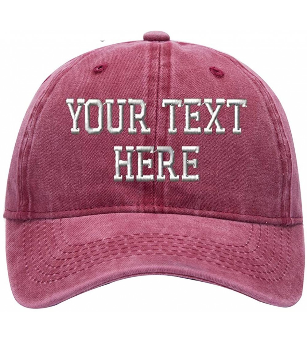 Baseball Caps Custom Embroidered Baseball Hat Personalized Adjustable Cowboy Cap Add Your Text - Retro Wine - C518H49K2HS $32.60