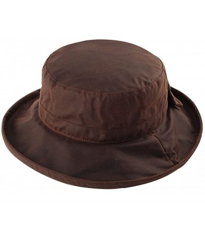 Sun Hats WAXED COTTON BOW CANVAS LADIES WIDE BRIM HAT - Brown - CW11CFOW0KJ $32.71