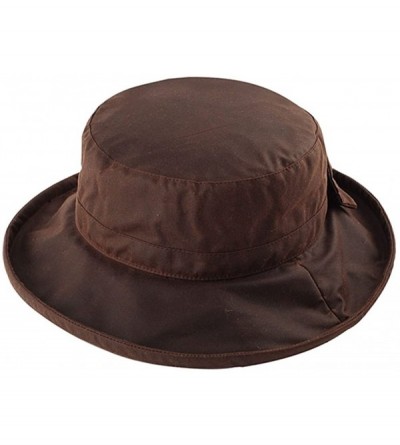 Sun Hats WAXED COTTON BOW CANVAS LADIES WIDE BRIM HAT - Brown - CW11CFOW0KJ $17.73