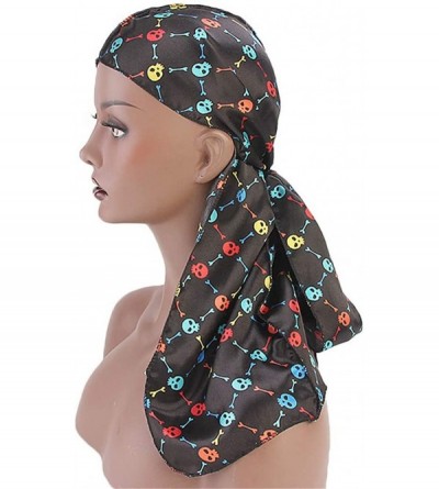 Skullies & Beanies Print Silky Durags Turban Silk Du Rag Waves Caps Headwear Do Doo Rag for Women Men - Tjm-05k-4 - CK197UY5N...