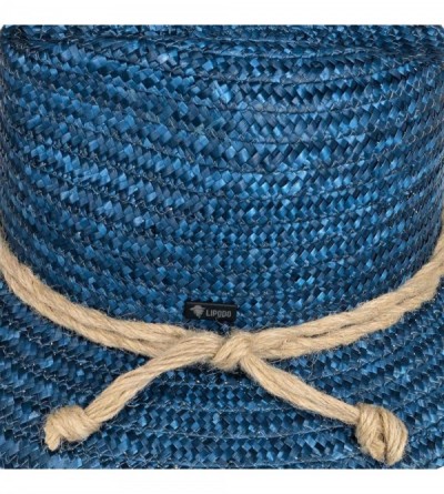 Cowboy Hats Tyrolean Straw Hat Women/Men - Made in Italy - Blue - C118O024ZNA $26.30