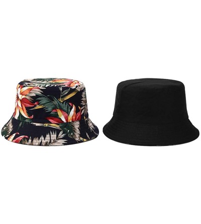 Bucket Hats Unisex Print Double-Side-Wear Reversible Bucket Hat - Flower Blue - CZ18WXQ3YGR $15.36