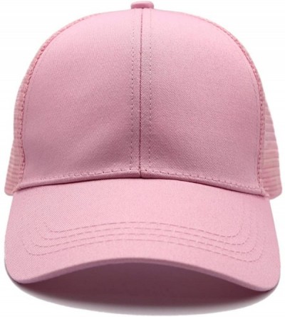 Baseball Caps Ponytail High Buns Ponycaps Baseball Adjustable - Mesh Pink - CF18CR2NHMS $8.72