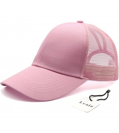 Baseball Caps Ponytail High Buns Ponycaps Baseball Adjustable - Mesh Pink - CF18CR2NHMS $8.72