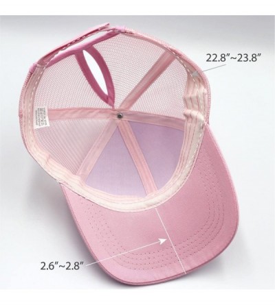 Baseball Caps Ponytail High Buns Ponycaps Baseball Adjustable - Mesh Pink - CF18CR2NHMS $8.72