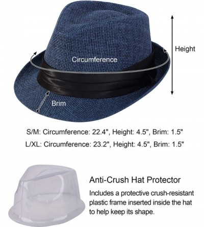 Fedoras Women/Men's Summer Short Brim Straw Fedora Sun Hat - 7navy - C618DWW5UXM $10.63