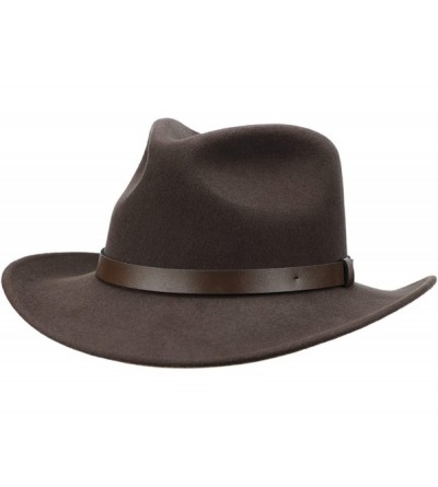 Cowboy Hats Cowboy Hat Men Wool Felt Brown Western Outback Gambler Wide Brim Adjustable Sizes Crushable - Brown - CP18X2IYR8R...