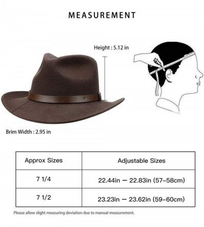 Cowboy Hats Cowboy Hat Men Wool Felt Brown Western Outback Gambler Wide Brim Adjustable Sizes Crushable - Brown - CP18X2IYR8R...