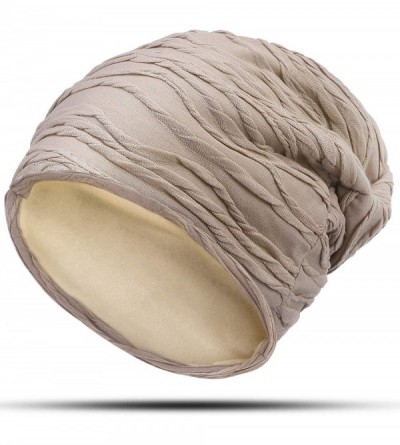 Skullies & Beanies Slouchy Beanie Hat for Men Women-Thin Summer Skull Cap- Warm- Soft Headwear-Black/Gray/Beige - Beige - C61...