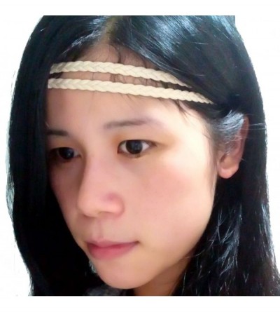 Headbands Fashion Women Girls Leather Woven Hair Band Double Braided Headband (beige) - beige - C212B1XIXMX $9.46