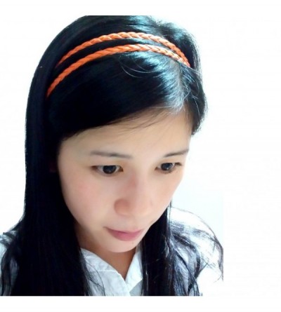 Headbands Fashion Women Girls Leather Woven Hair Band Double Braided Headband (beige) - beige - C212B1XIXMX $9.46