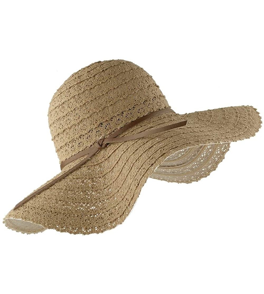 Sun Hats Beach Sun Hats for Women Cotton Foldable Wide Brim Sun Hat UPF Travel Floppy Hat - Khaki - CJ18RWD2YOK $26.20