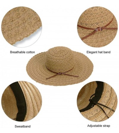 Sun Hats Beach Sun Hats for Women Cotton Foldable Wide Brim Sun Hat UPF Travel Floppy Hat - Khaki - CJ18RWD2YOK $26.20