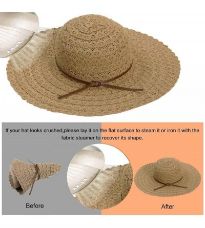 Sun Hats Beach Sun Hats for Women Cotton Foldable Wide Brim Sun Hat UPF Travel Floppy Hat - Khaki - CJ18RWD2YOK $26.20