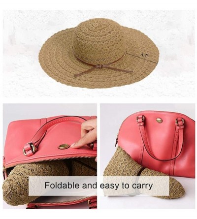 Sun Hats Beach Sun Hats for Women Cotton Foldable Wide Brim Sun Hat UPF Travel Floppy Hat - Khaki - CJ18RWD2YOK $26.20