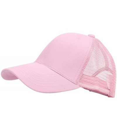 Baseball Caps Classic Mesh Hat Women Men for Outdoor Sports Baseball Cap Adjustable Velcro - Pink - CS18WC98KRI $9.14