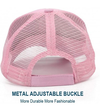 Baseball Caps Classic Mesh Hat Women Men for Outdoor Sports Baseball Cap Adjustable Velcro - Pink - CS18WC98KRI $9.14