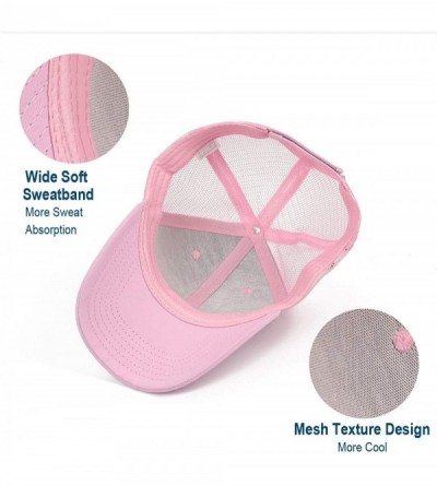 Baseball Caps Classic Mesh Hat Women Men for Outdoor Sports Baseball Cap Adjustable Velcro - Pink - CS18WC98KRI $9.14