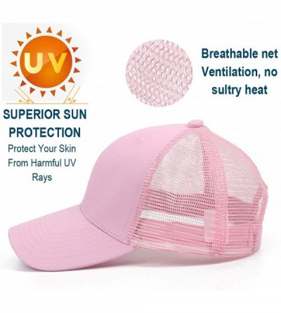 Baseball Caps Classic Mesh Hat Women Men for Outdoor Sports Baseball Cap Adjustable Velcro - Pink - CS18WC98KRI $9.14