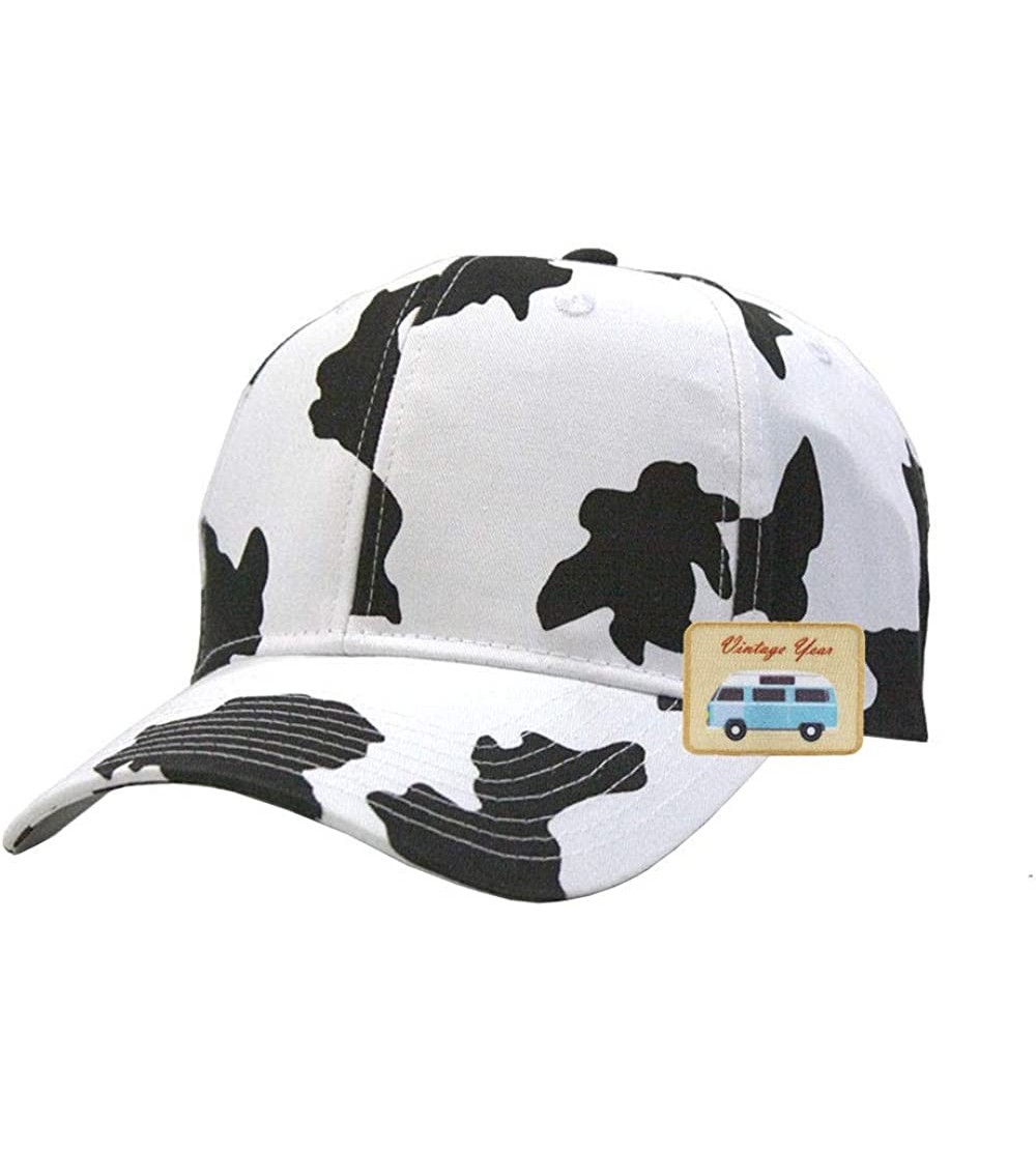 Baseball Caps Milk Cow Adjustable Snapback Baseball Cap White Free Patch - Camper - CI193RZAOE3 $9.80