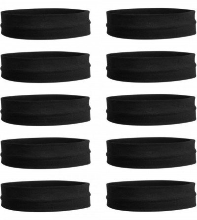 Headbands 12PCS Stretch Elastic Yoga Cotton Headbands Wide Headband Sweatband for Running Yoga Fitness Fashion (Black) - C418...